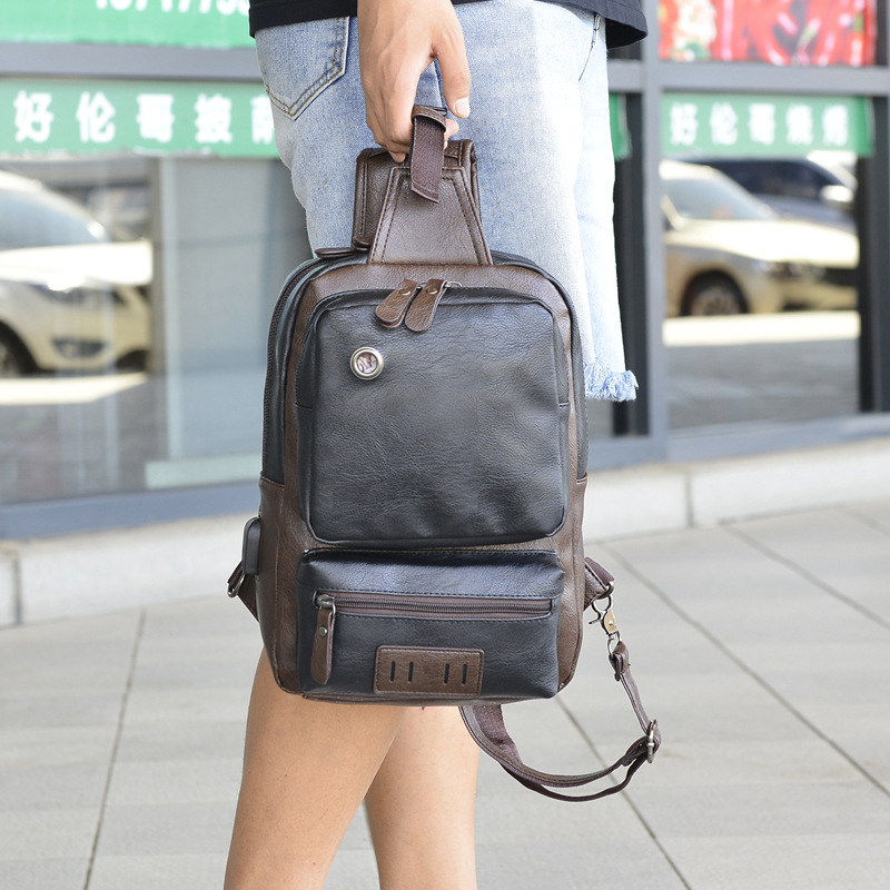 Men's PU Fashion Chest Large Capacity Shoulder Messenger Bag - Image 3
